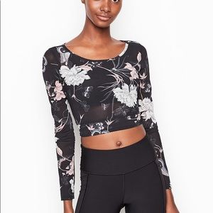 Victoria’s Secret Mesh Crop top black flor…